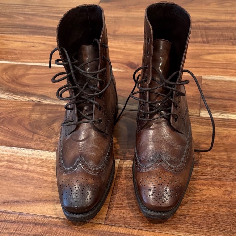 Men's Brown Leather Brogue Boots